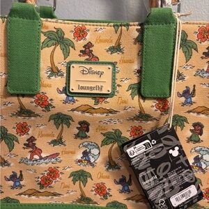 Loungefly Disney Lilo & Stitch Beach Scenes Allover Print Canvas Tote Bag